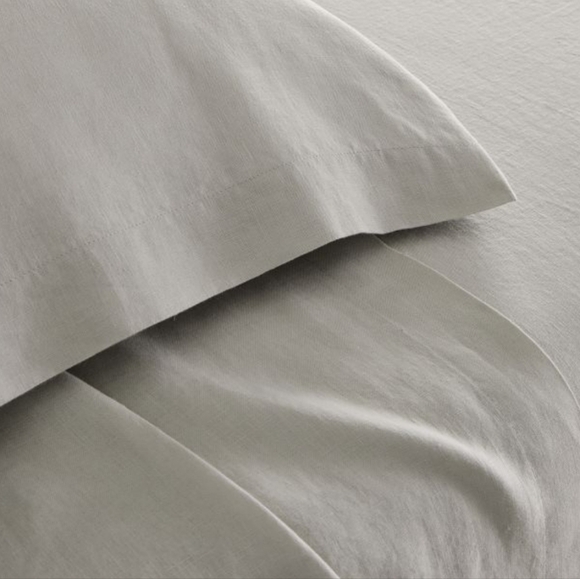 ❤️BUY 2 GET 1 FREE  West Elm European Flax Linen Sheet Set,Full,Frost Gray,$269 - Picture 3 of 15